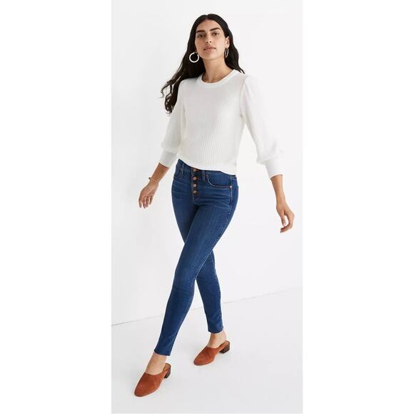 Madewell 10" High Rise Skinny Jeans Button Fly Raw Hem 27 - Picture 2 of 13